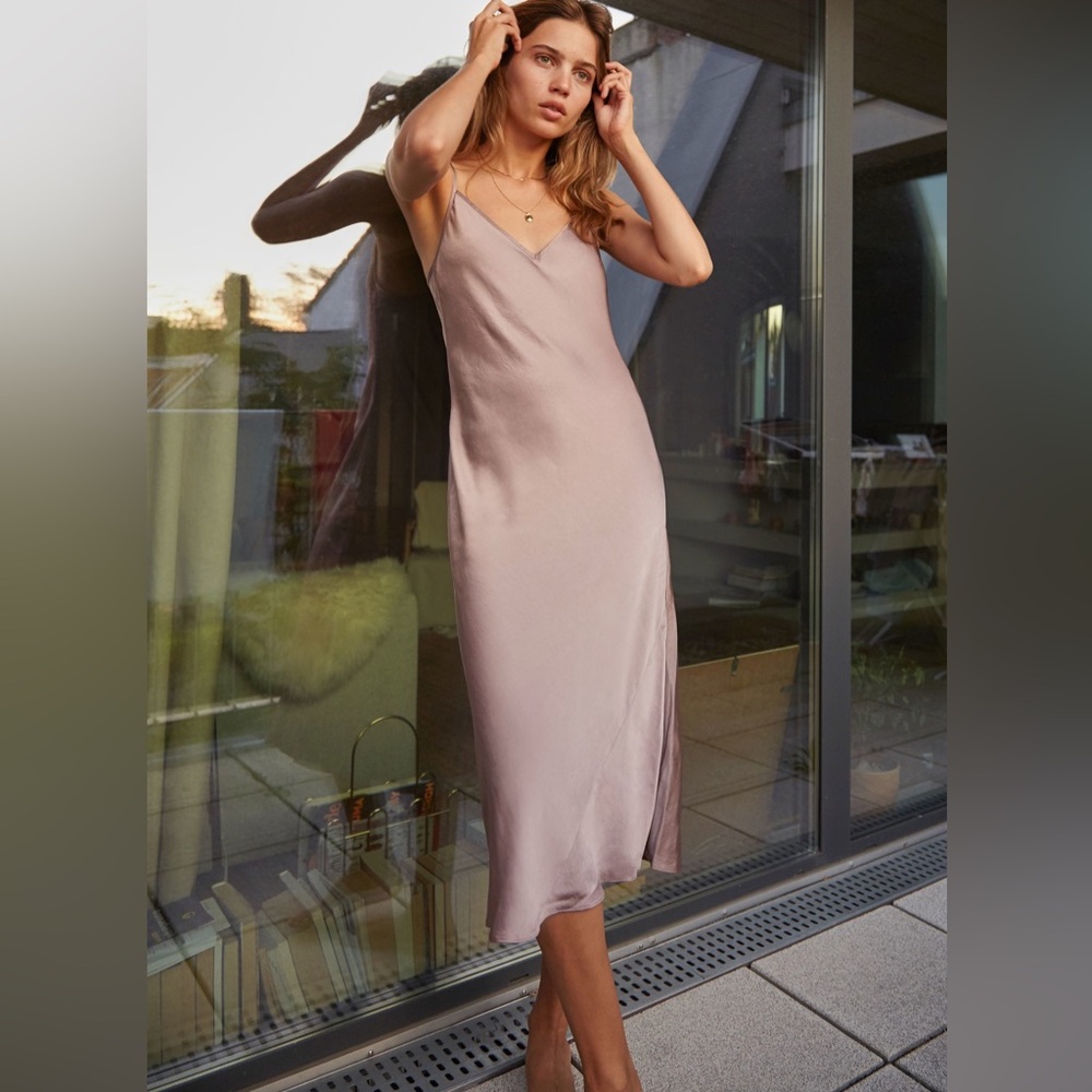 Wilfred Mauve Satin Slip Dress